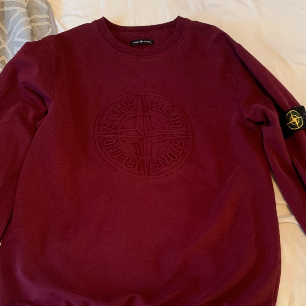 Stone Island Men's Deep Red Crewneck Sweater